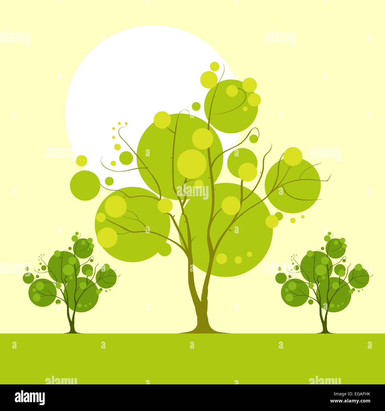 tree landscape with green leaves vector Stock Photo - Alamy