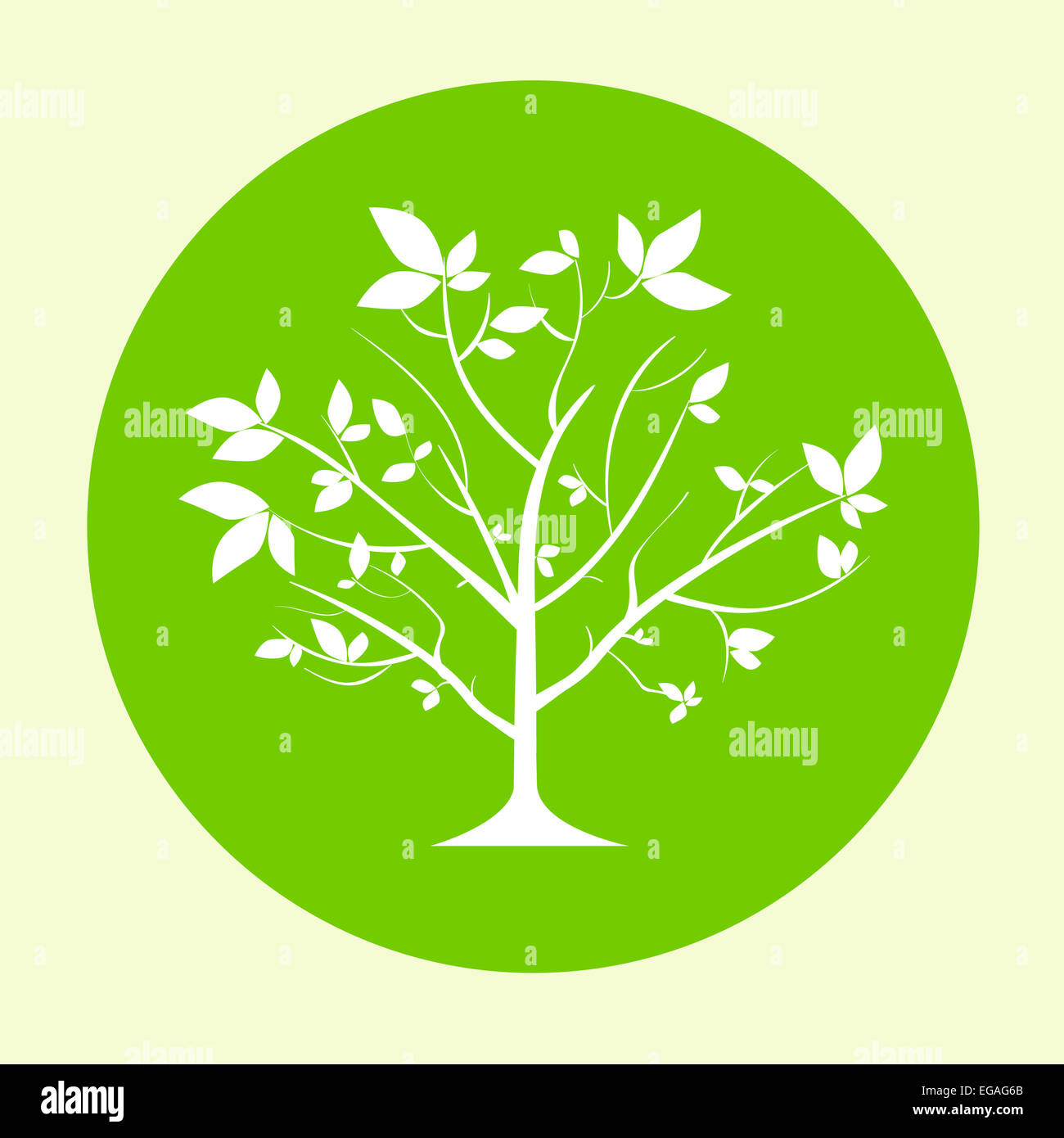 green tree logo flat circle icon vector Stock Photo - Alamy