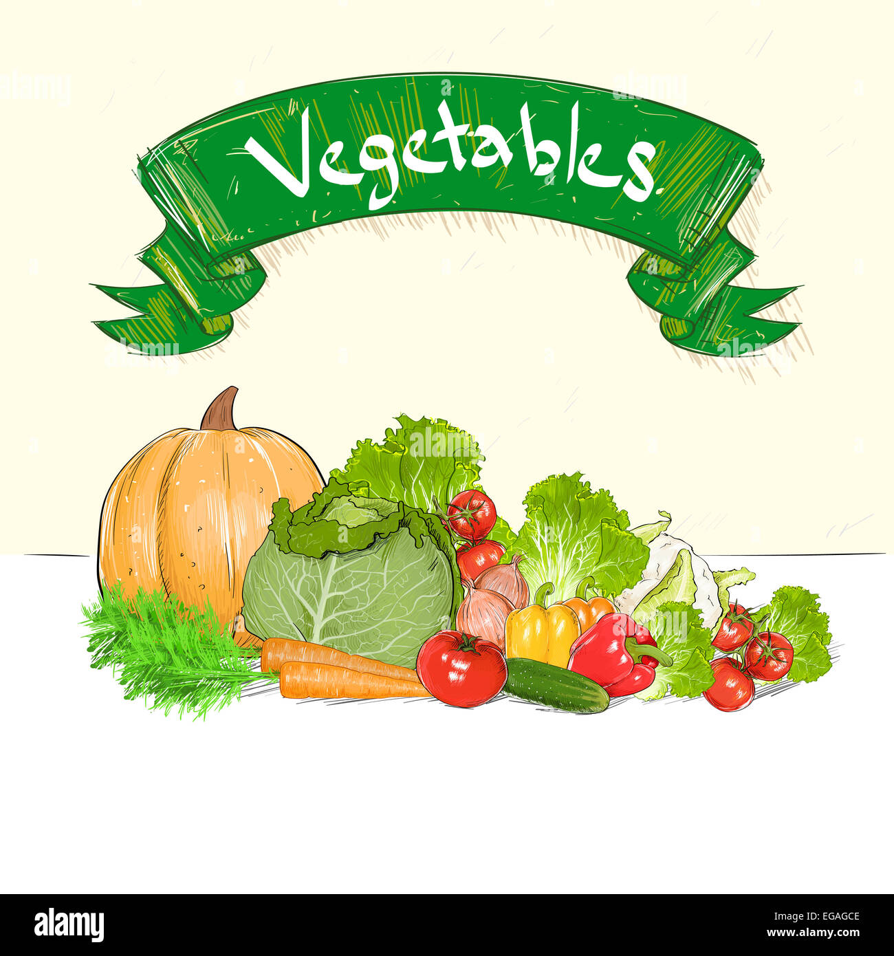 vegetables drawing set group with text banner Stock Photo Alamy