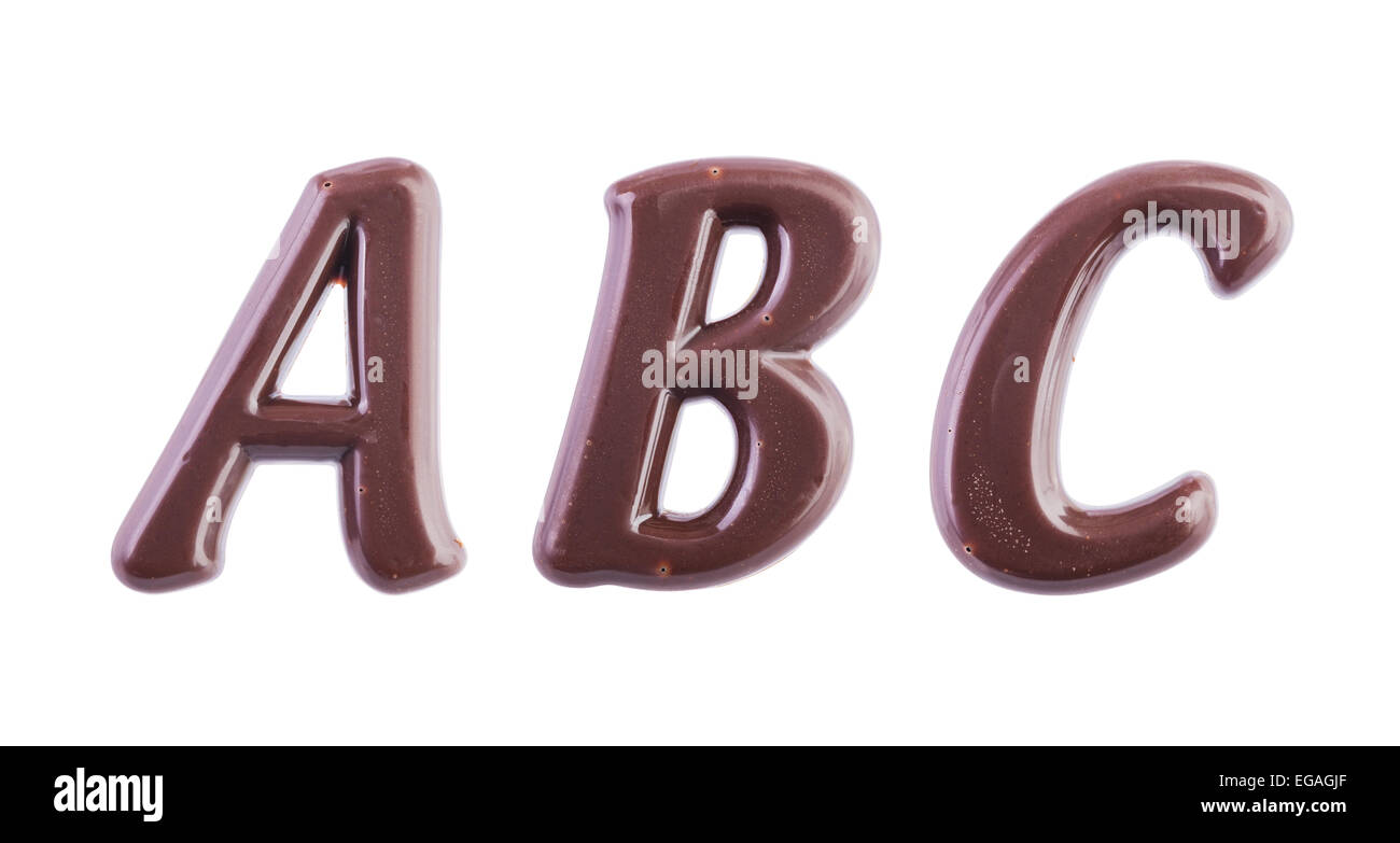 ABC chocolate letters isolated on white background Stock Photo