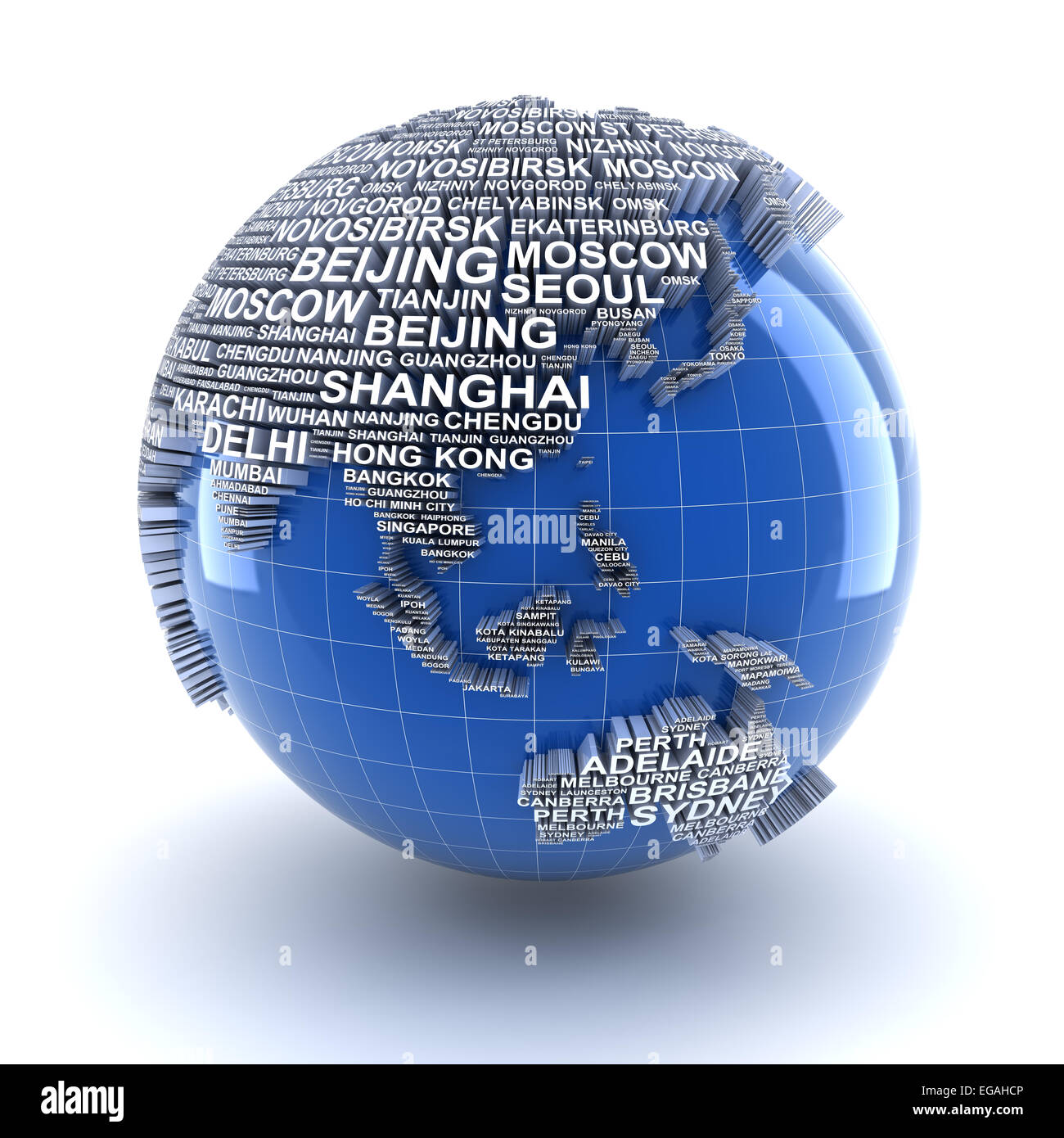 Earth with names of major cities in the world Stock Photo Alamy