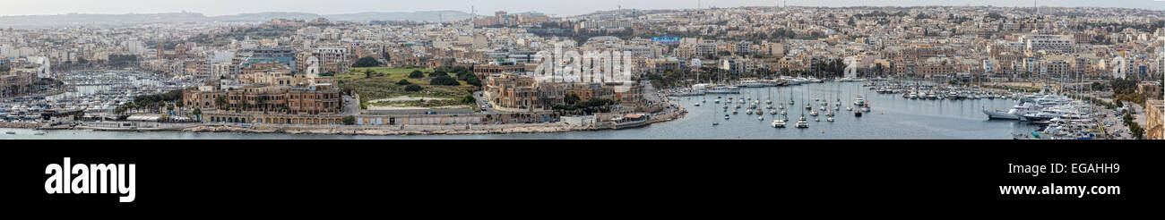 A panoramic view of Ta' Xbiex point, as seen from Hastings Gardens in Valletta. Stock Photo