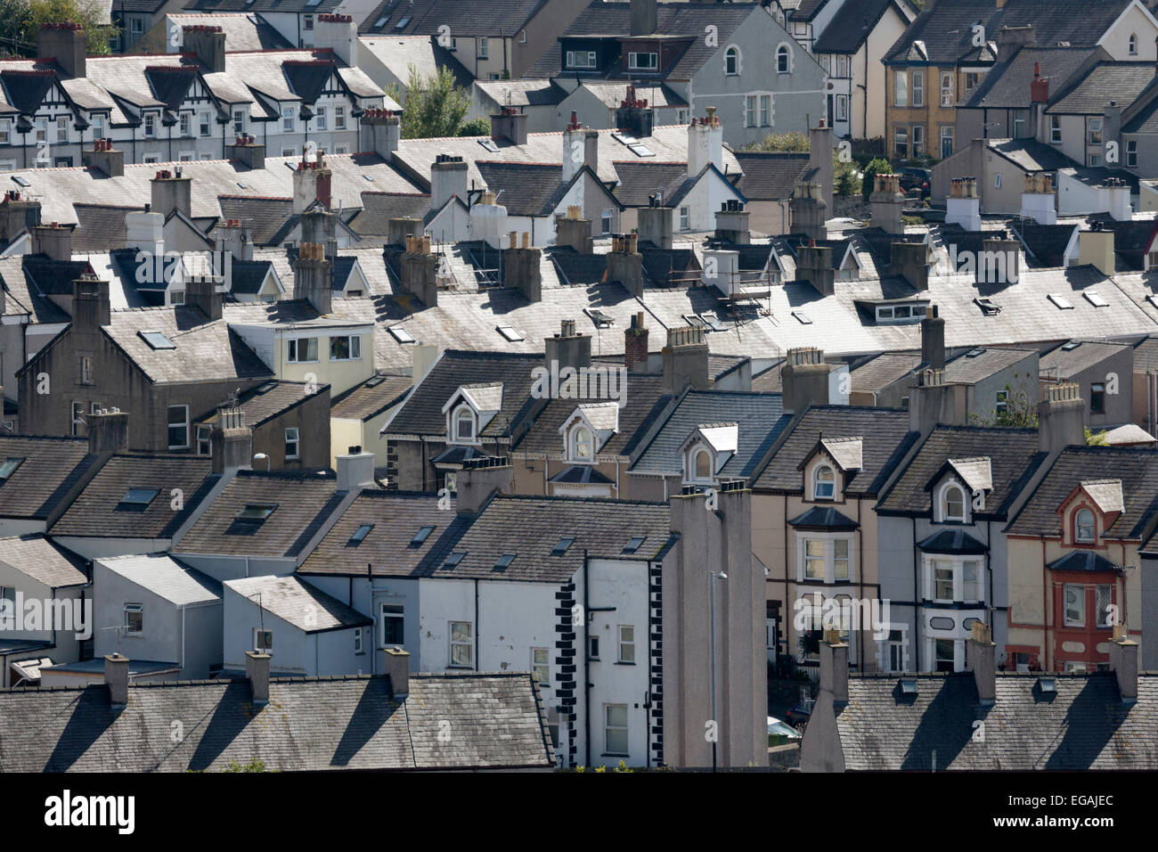 Rows of terrace houses, Caernarfon, Gwynedd, Wales, United Kingdom