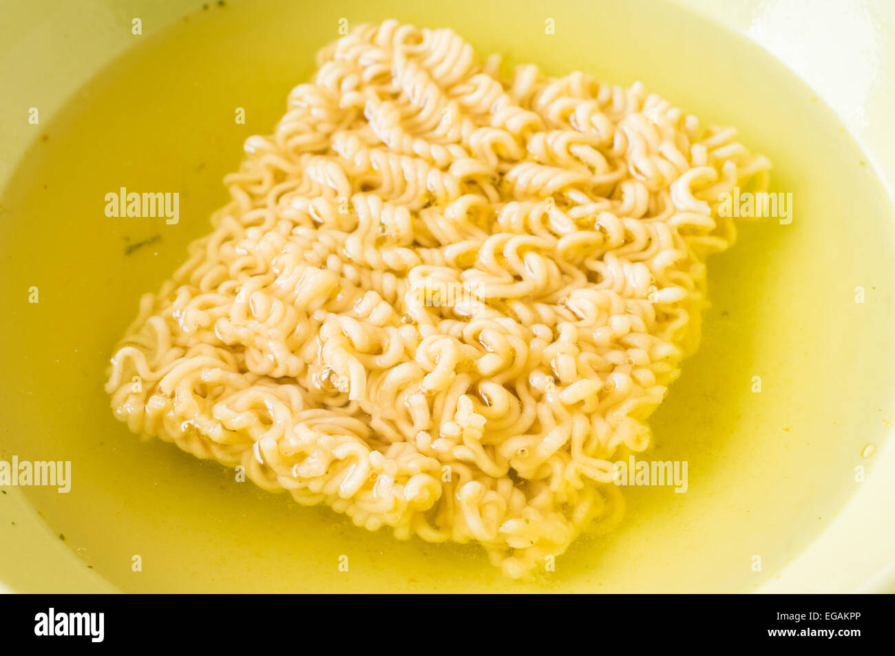 Instant noodle soup brewed with meat, vegetables and spices Stock Photo
