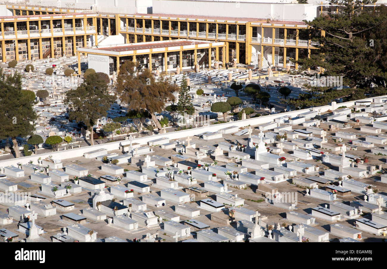 Cemetery in Melilla autonomous city state Spanish territory in north Africa, Spain Stock Photo