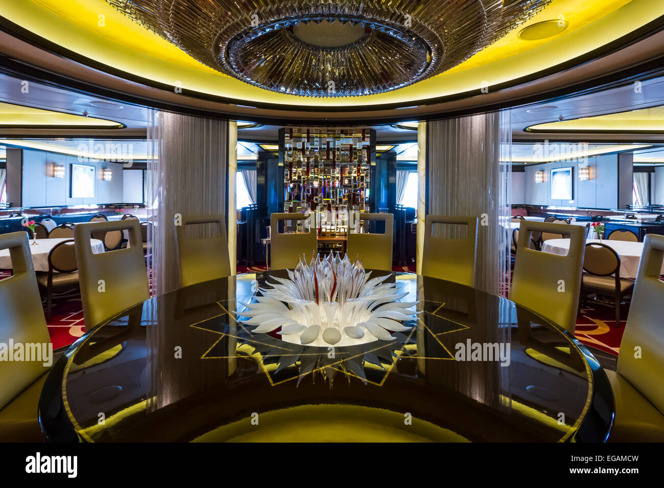 A private dining table on the Regal Princess cruise ship Stock Photo