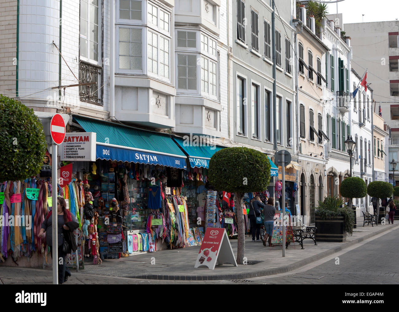 Shops in Main Street, Gibraltar, Gibraltar, British territory in