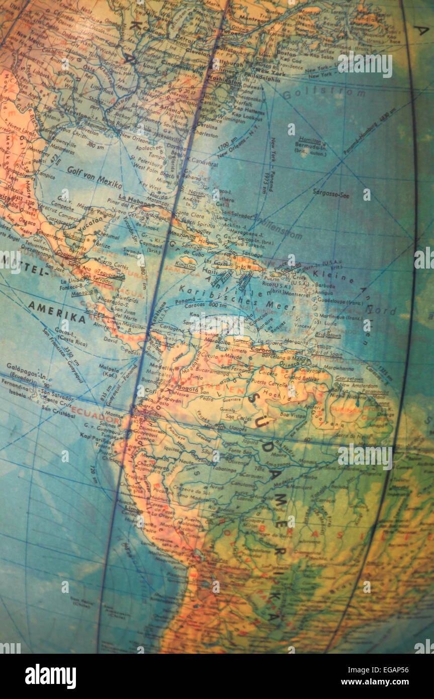 Closeup of an world globe with focus on americas Stock Photo