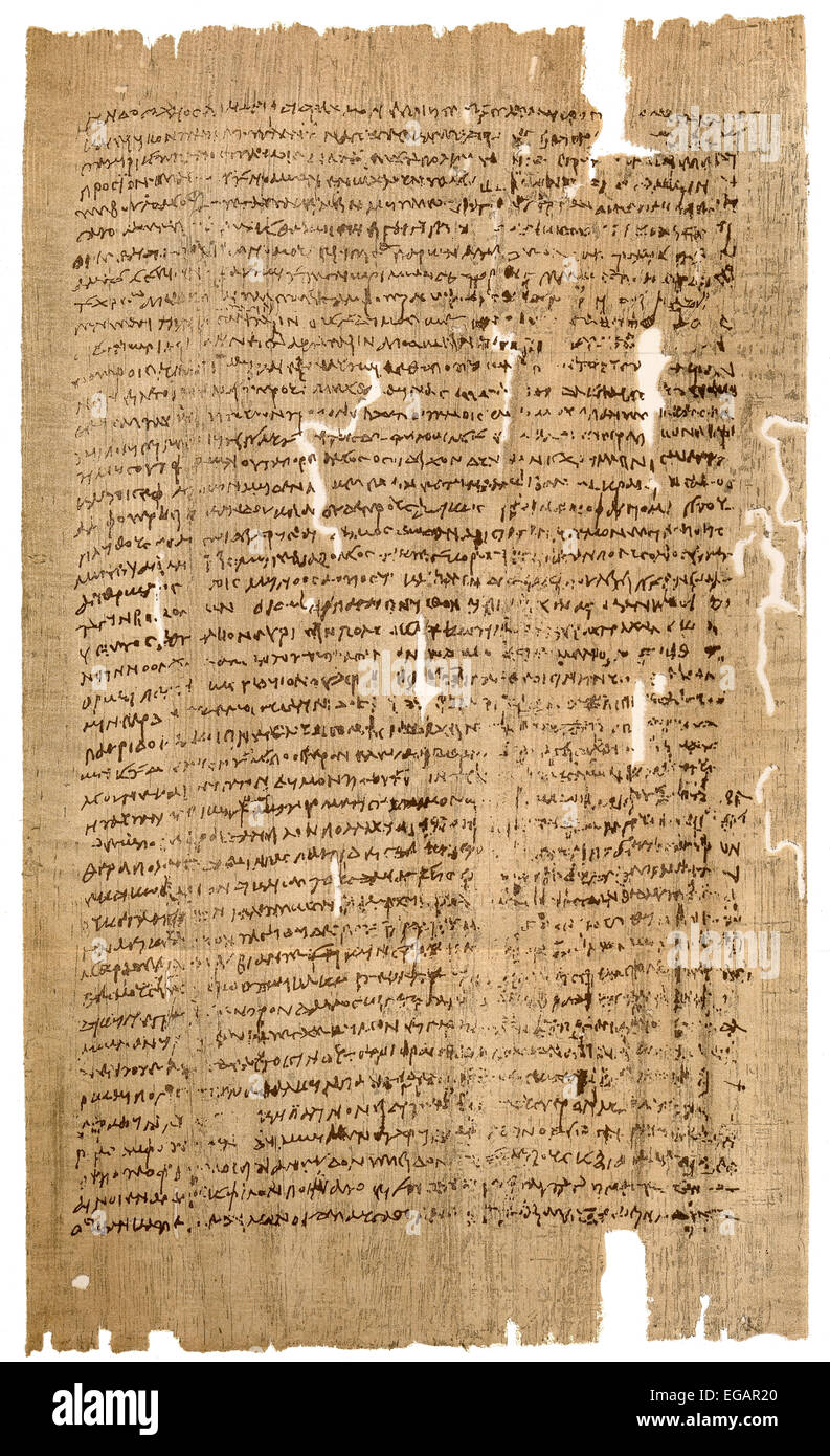 A facsimile of the papyrus with the Aristotelian Constitution of Athens, ca. 330 BC, Stock Photo