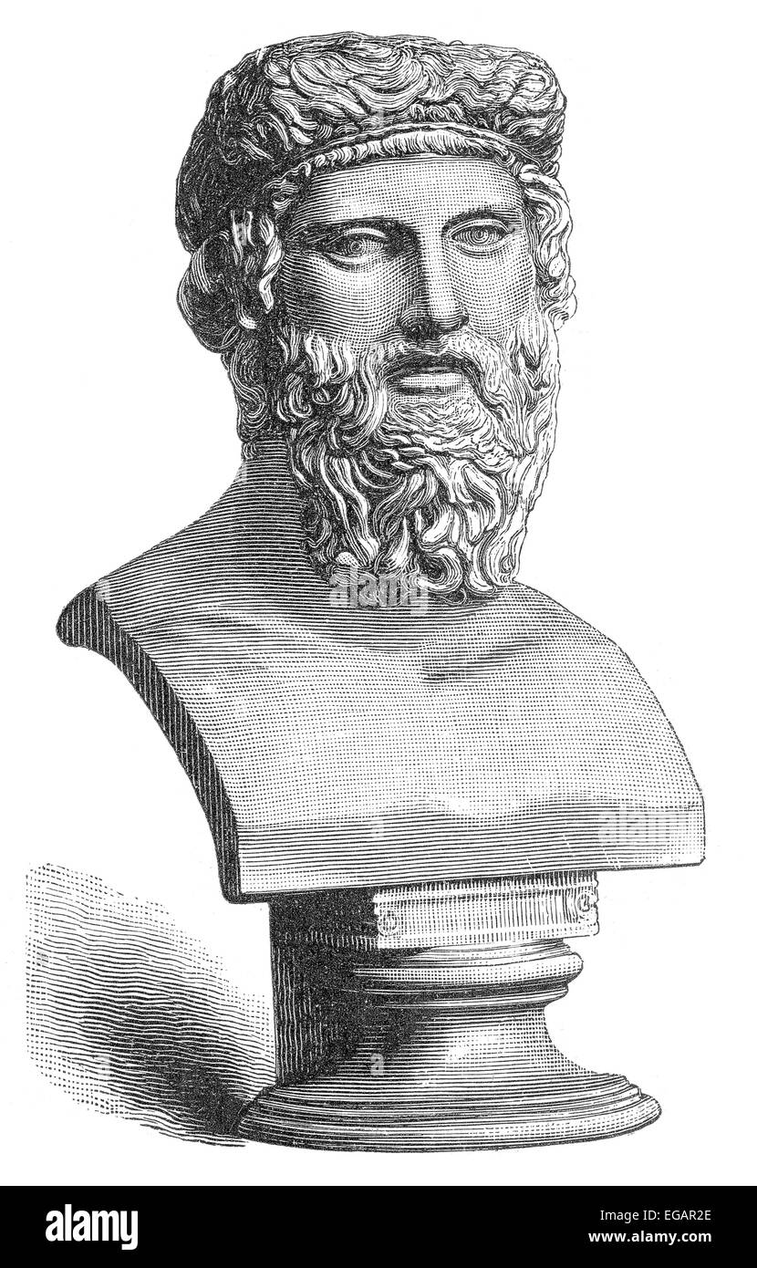 bust of Platon or Plato, 428 BC - 348 BC, an ancient Greek philosopher, Büste von Platon oder Plato, 428 v. Chr. - 348 v. Chr., Stock Photo