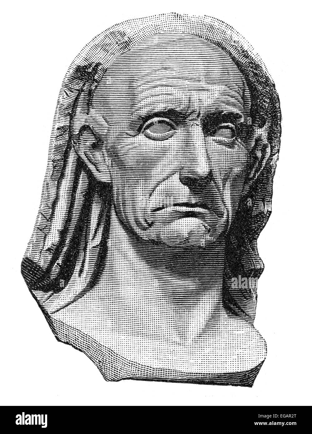 Gaius Julius Caesar, a Roman general, statesman, Consul, and notable author of Latin prose, bust, 100 - 44 BC, Stock Photo