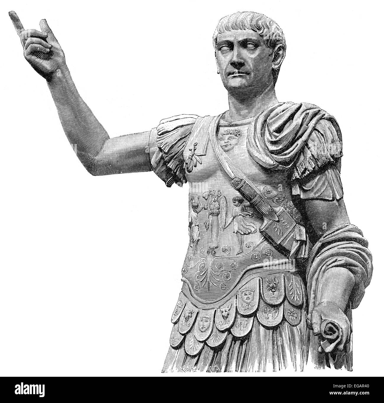Trajan, Marcus Ulpius Traianus, Imperator Caesar Nerva Traianus Divi Nervae filius Augustus; 53 - 117, Roman emperor Stock Photo