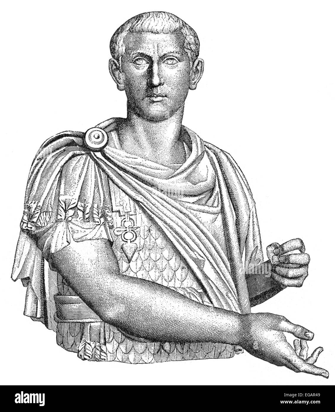 Gordian III or Marcus Antonius Gordianus Pius Augustus, 225 - 244, Roman Emperor from 238 to 244, Stock Photo