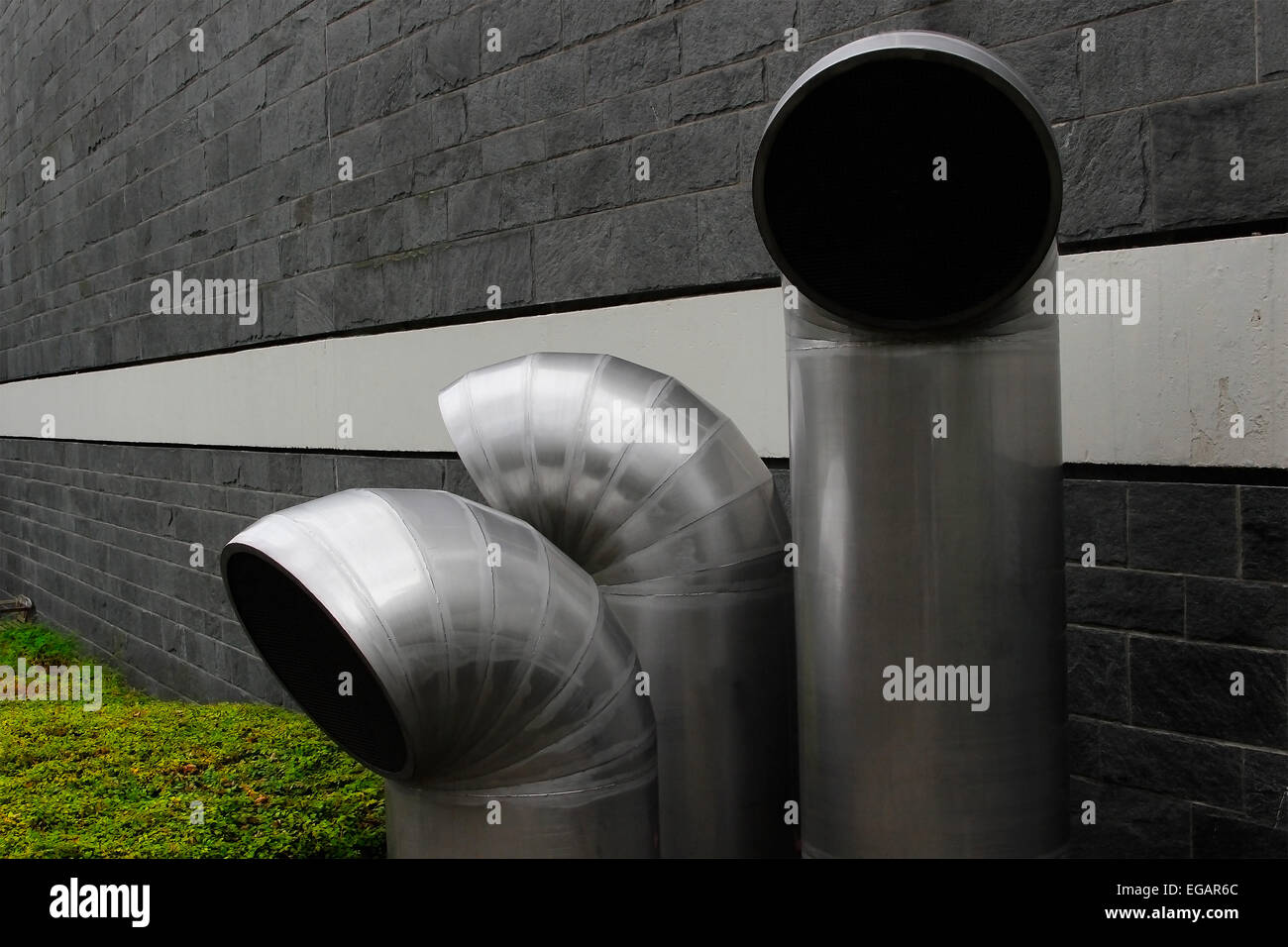 Ventilation pipes / ducts outside a swimming pool building Stock Photo