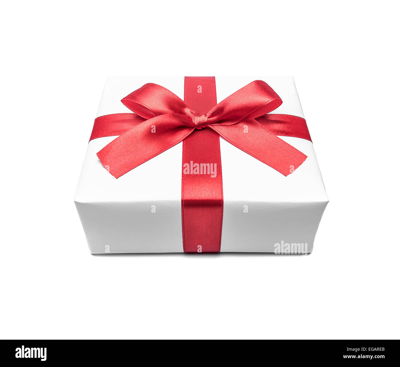 Gift box with red ribbon bow Stock Photo - Alamy