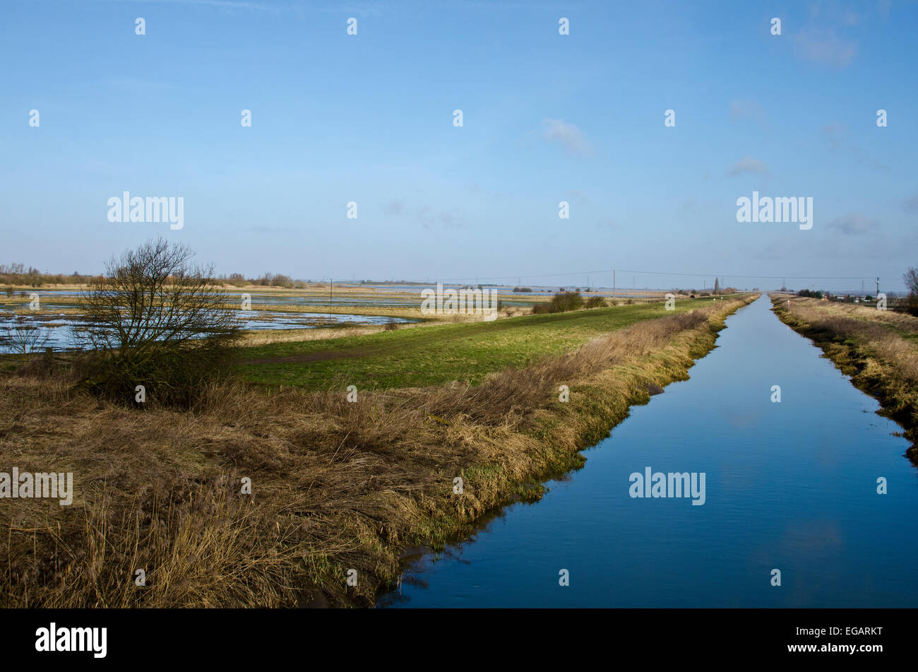 Cambridgeshire Fens New Bedford River Welney. Part of the fens drainage