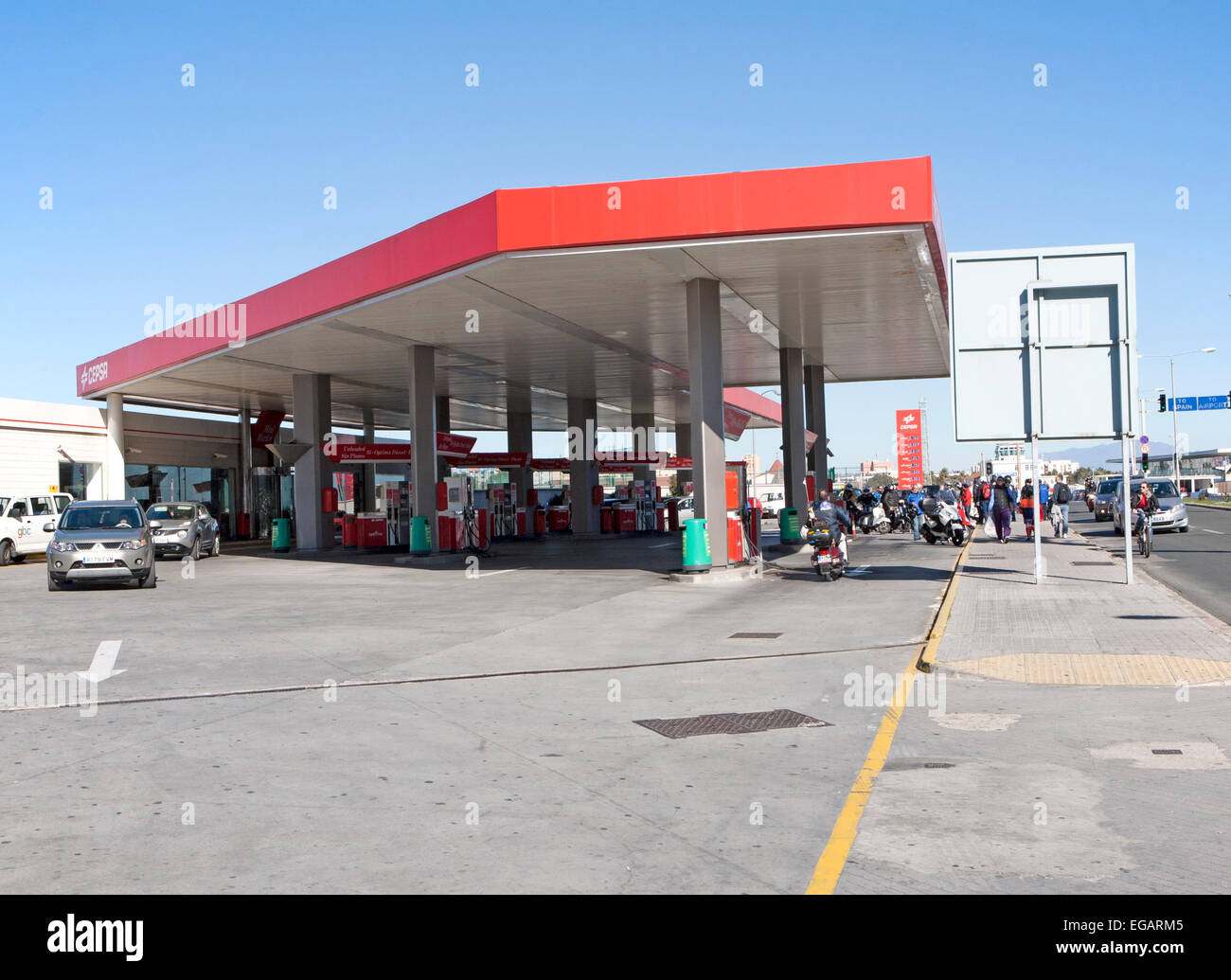 Cepsa Petrol Station on Winston Churchill Avenue, Gibraltar,  Gibraltar, British territory in southern Europe Stock Photo