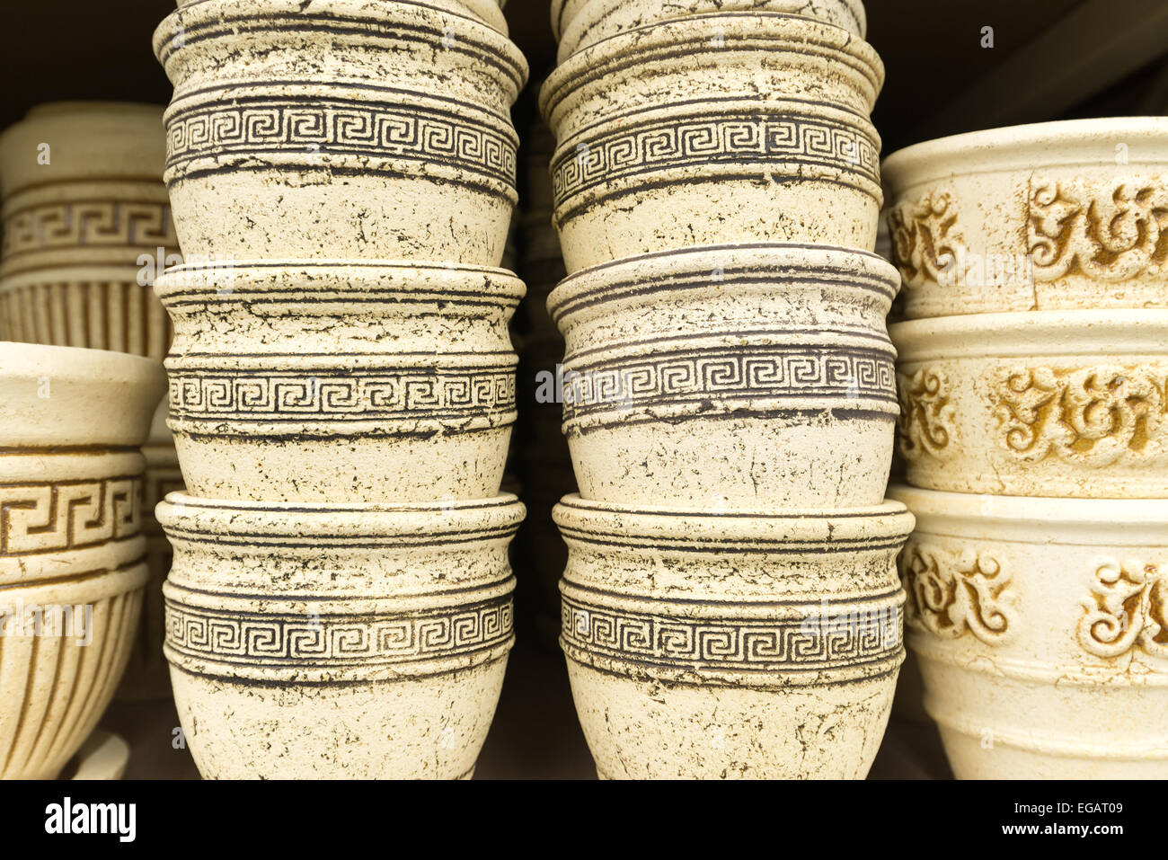 Ceramic flower pots at the shop Stock Photo Alamy