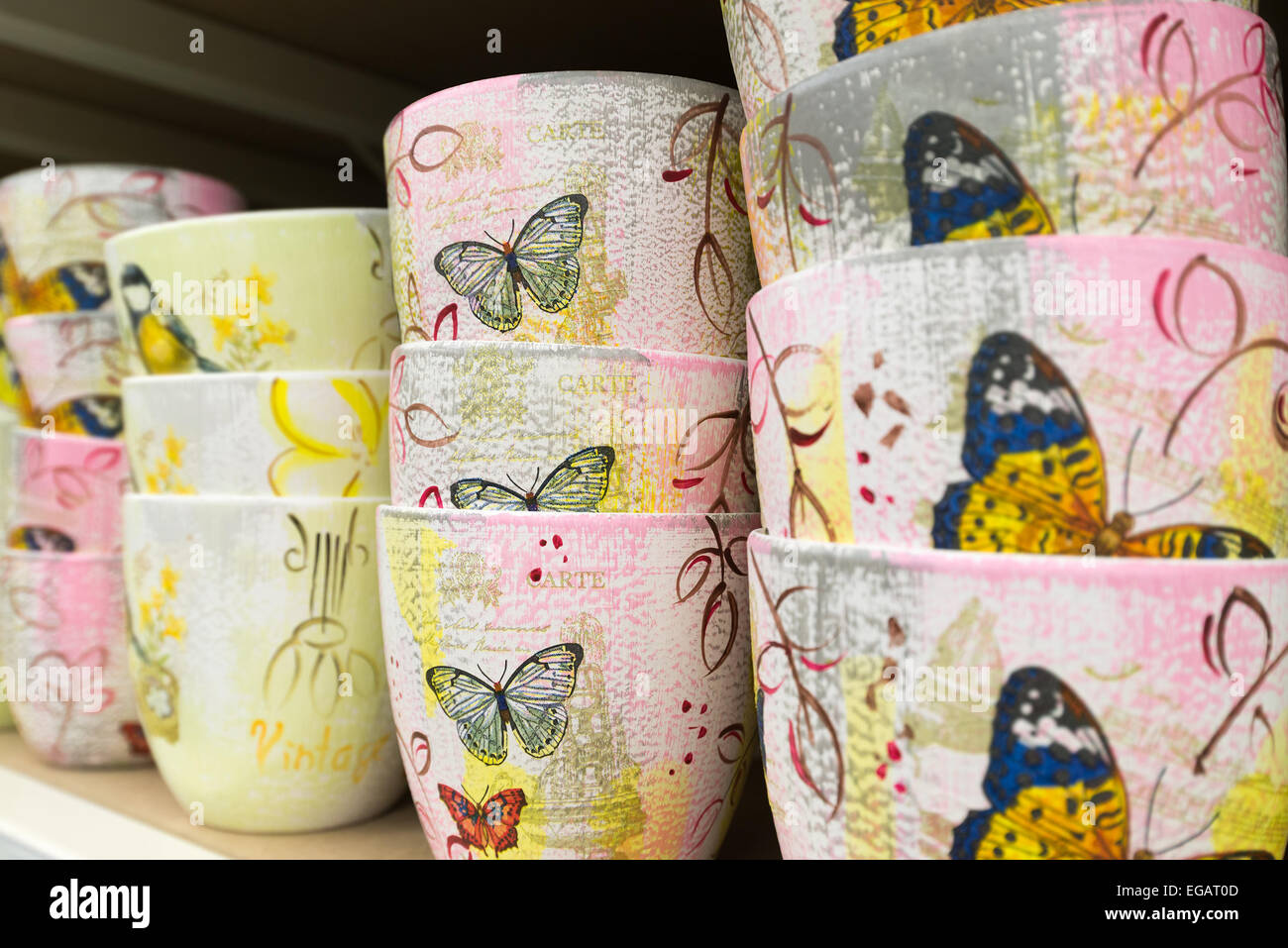 Ceramic flower pots at the shop Stock Photo Alamy