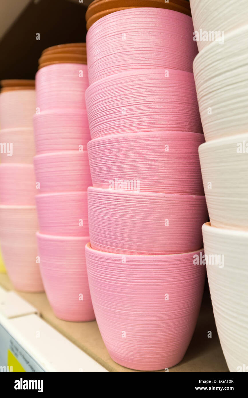 Ceramic flower pots at the shop Stock Photo Alamy