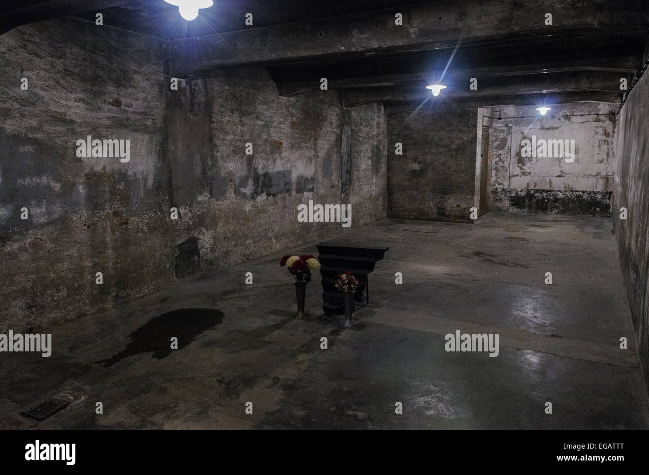 Gas chamber at Auschwitz concentration camp Stock Photo