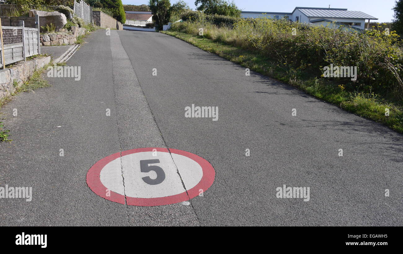 Speed limit in residential area, Jersey, UK Stock Photo Alamy