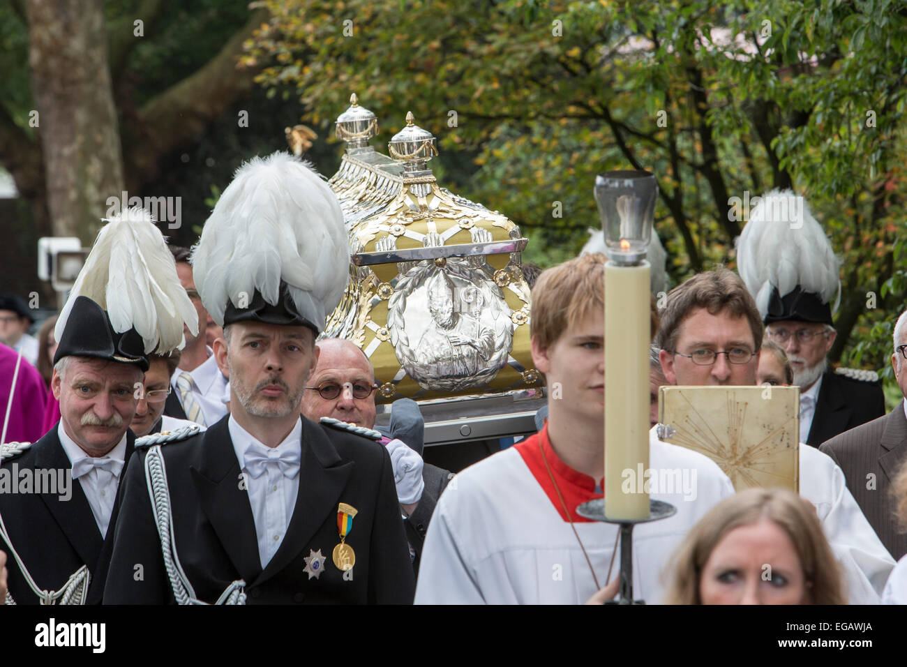 The relics procession of St. Ludger's parish in Essen-Werden, The procession is one of the oldest in the German-speaking Stock Photo
