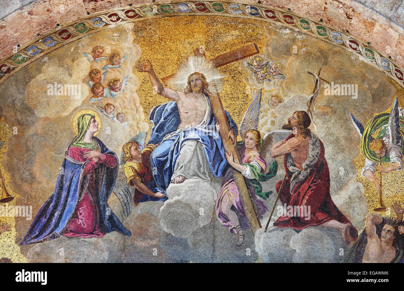 Mosaic in St. Mark Basilica depicting the Ascension of Jesus Christ. Venice, Italy Stock Photo