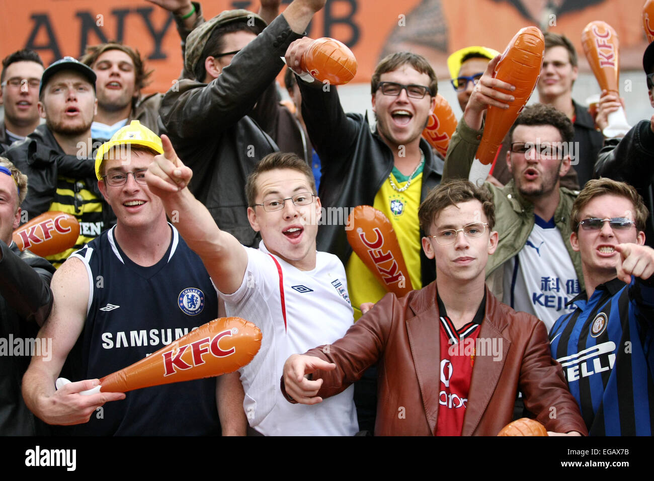Dunedin, New Zealand. 21st Feb, 2015. Highlander supporters ready for