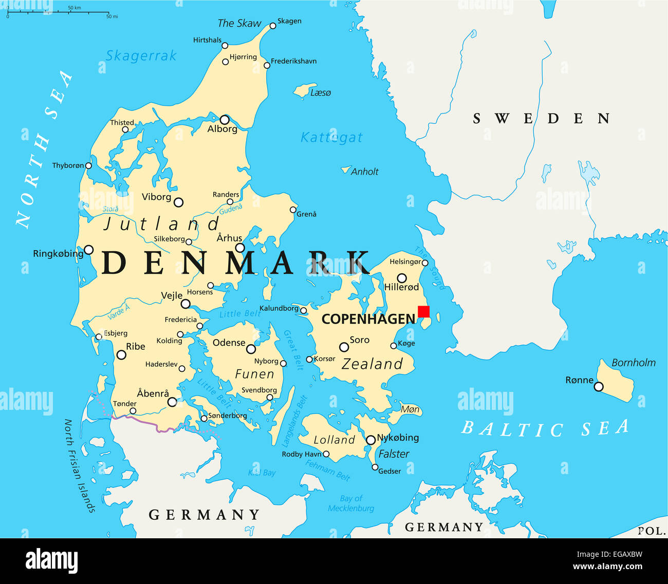 Denmark Political Map With Capital Copenhagen National Borders   Denmark Political Map With Capital Copenhagen National Borders Important EGAXBW 