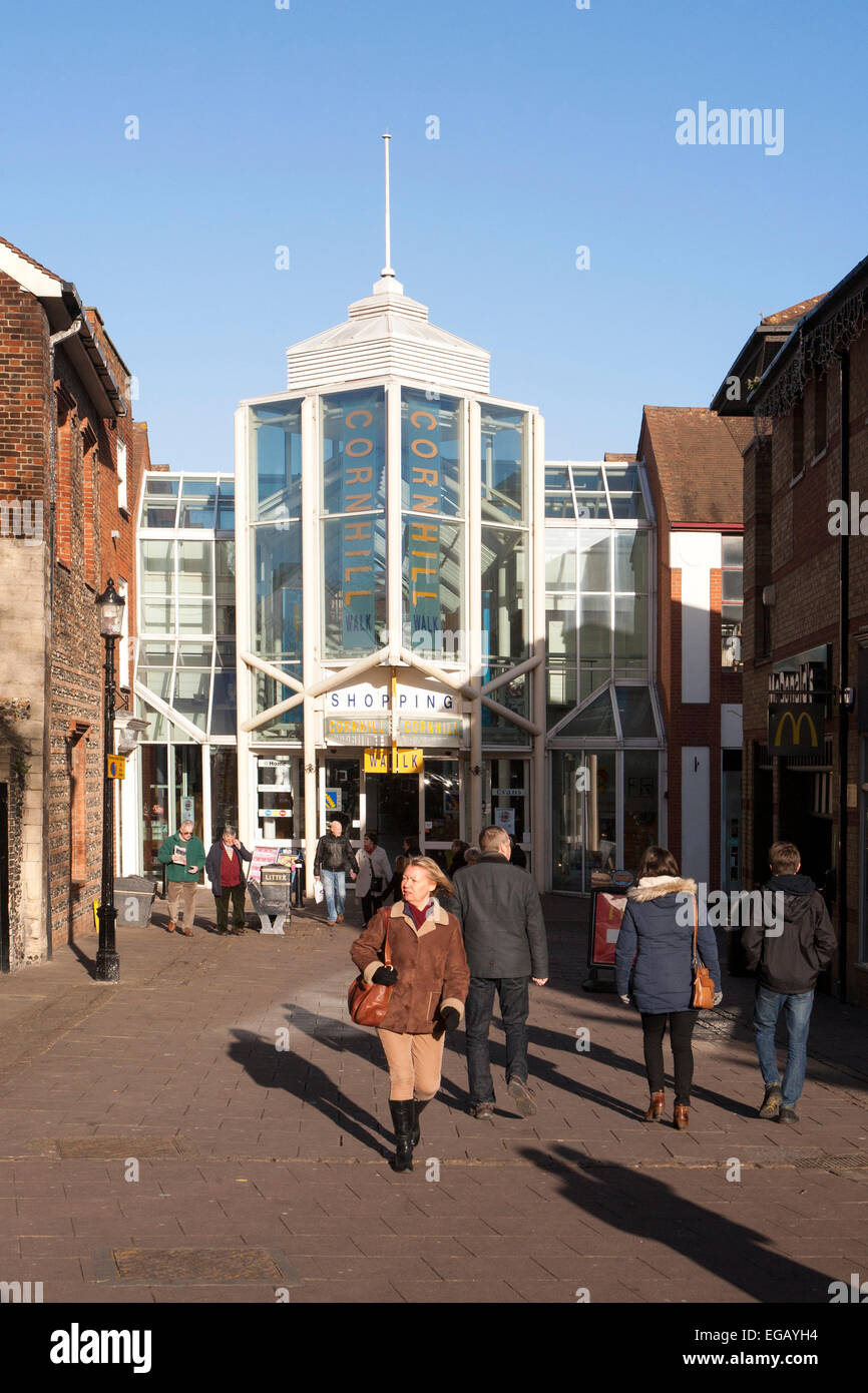 Cornhill shopping centre, Bury St Edmunds, Suffolk, England, UK Stock