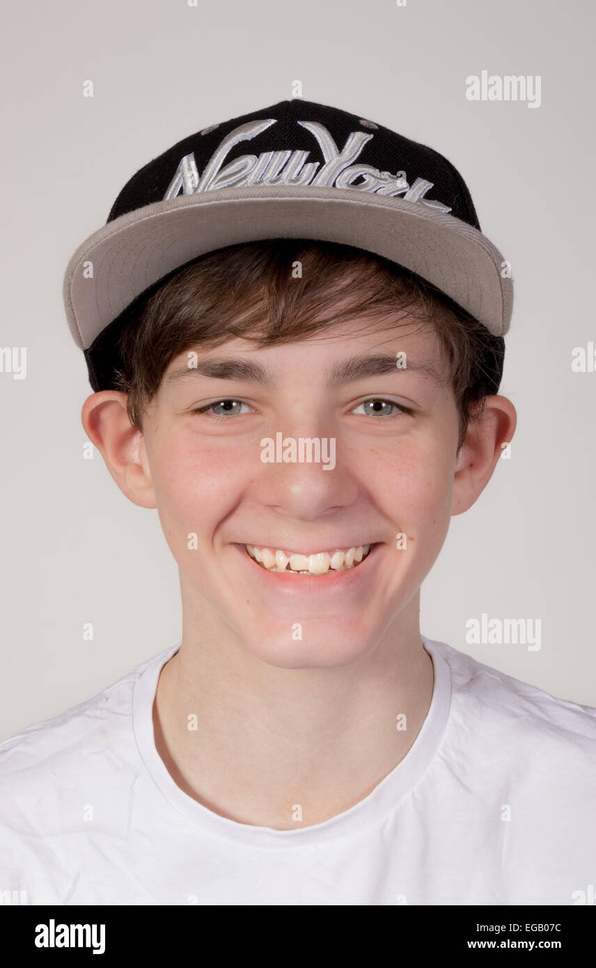 Portrait of a smiling white Caucasian teenage boy Stock Photo