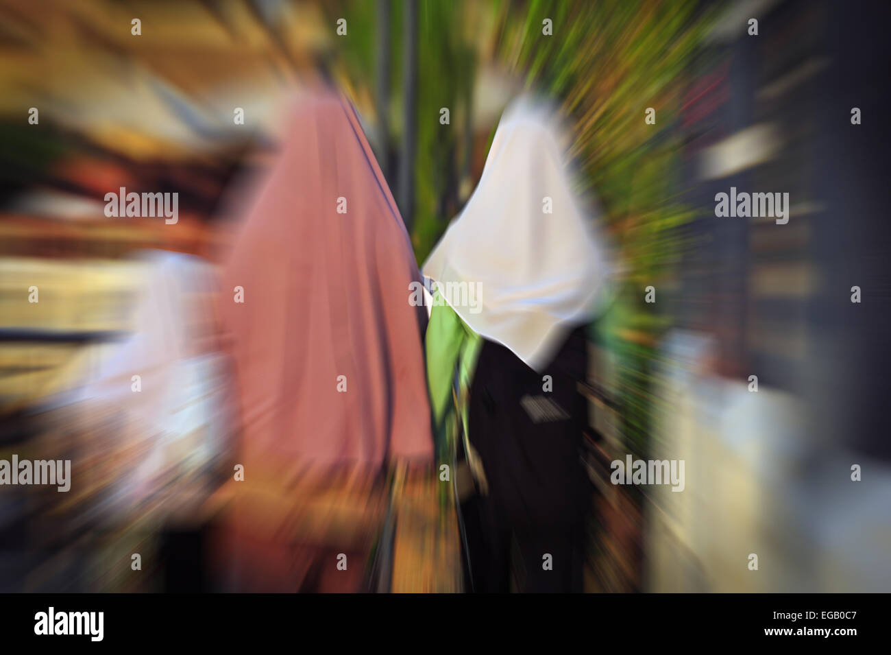 Tourists with Burka, Bangkok, Thailand. Stock Photo
