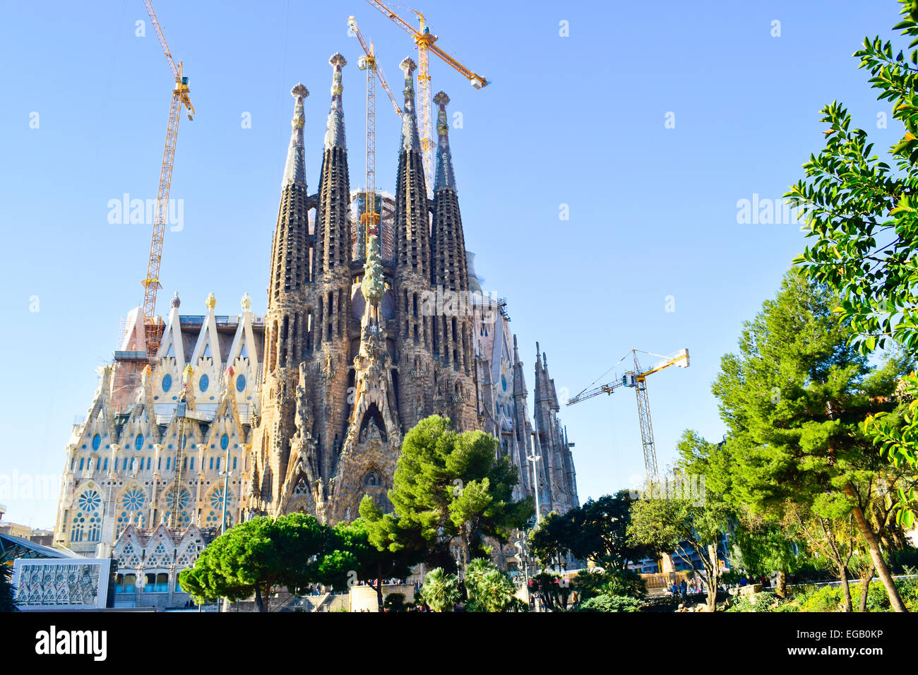 La Sagrada Familia Church. Designed by the architect Antoni Gaudí. Eixample district, Barcelona, Catalonia, Spain. Stock Photo