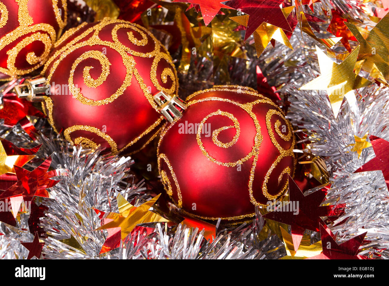 christmas ball silver tinsel background holiday Stock Photo Alamy