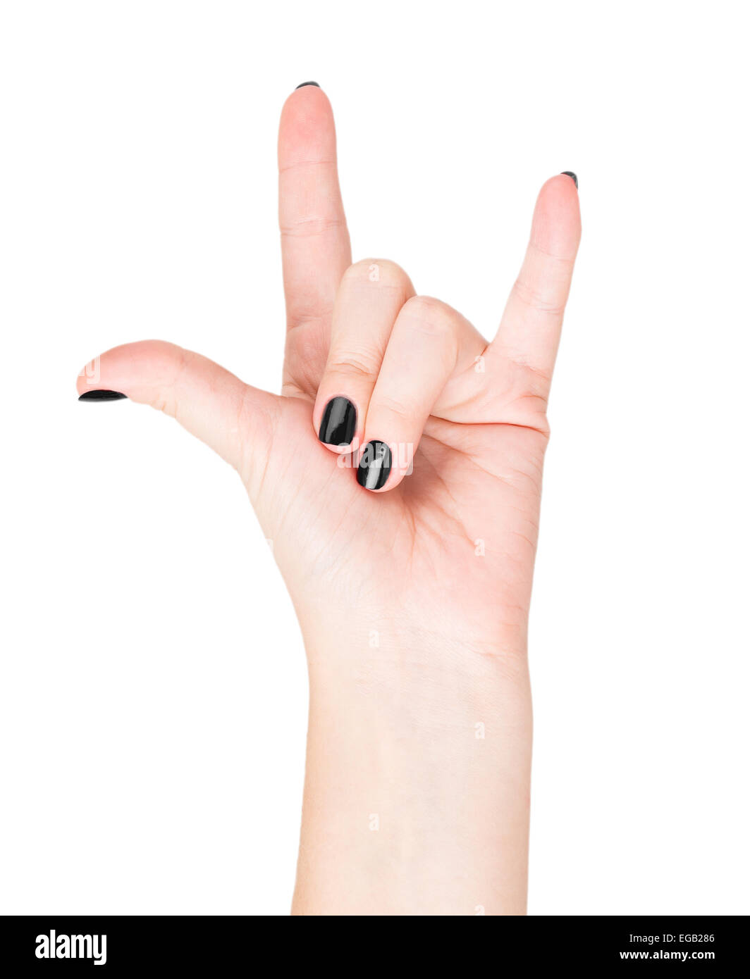 Heavy metal fingers isolated on white background Stock Photo