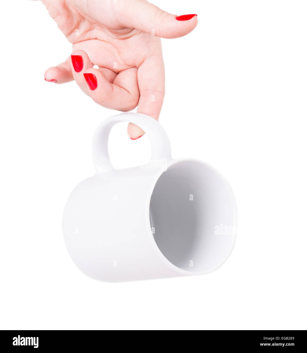 woman hand white mug isolated on white background Stock Photo - Alamy