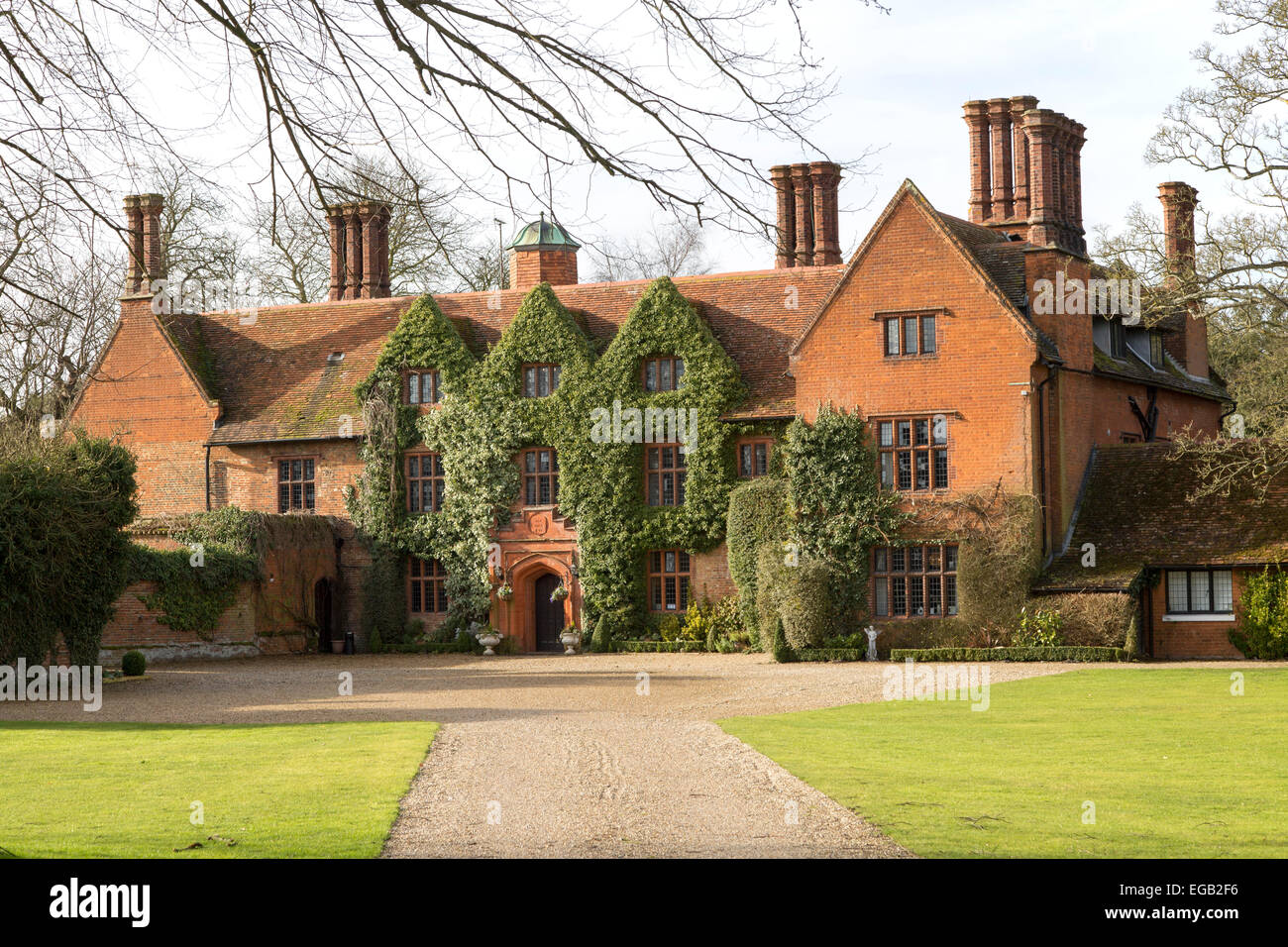 Tudor architecture of Woodhall manor house, Sutton, Suffolk, England