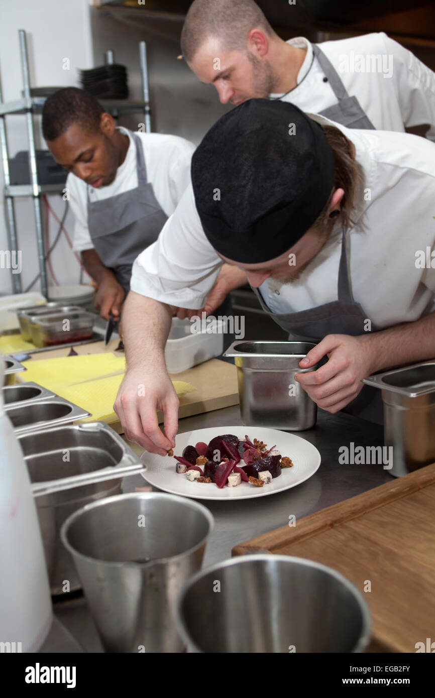 Chef in Kitchen at Sixty One Restaurant in London Stock Photo