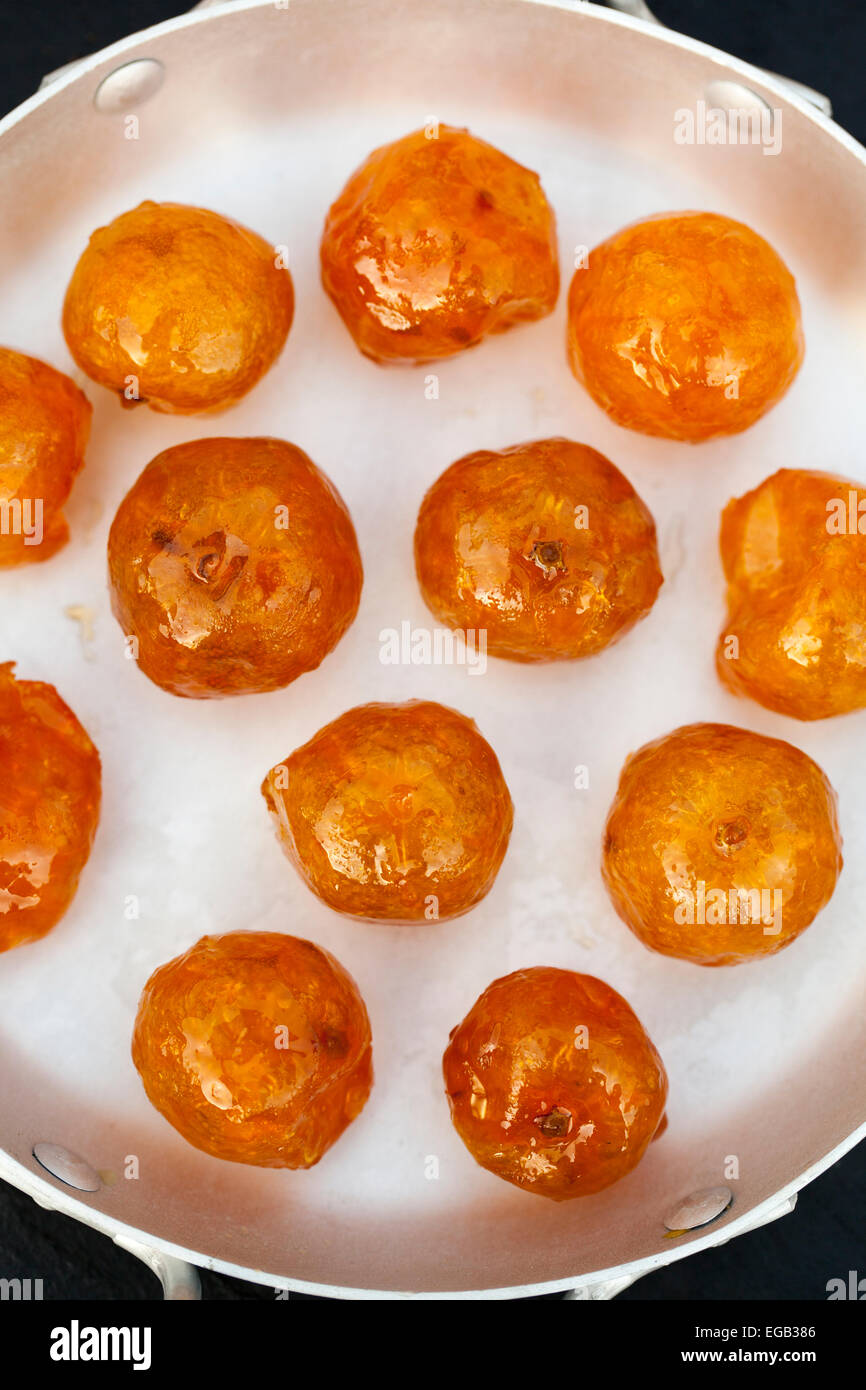 Preserved Candied Kumquat Oranges a delicacy in Hoi An Vietnam Stock