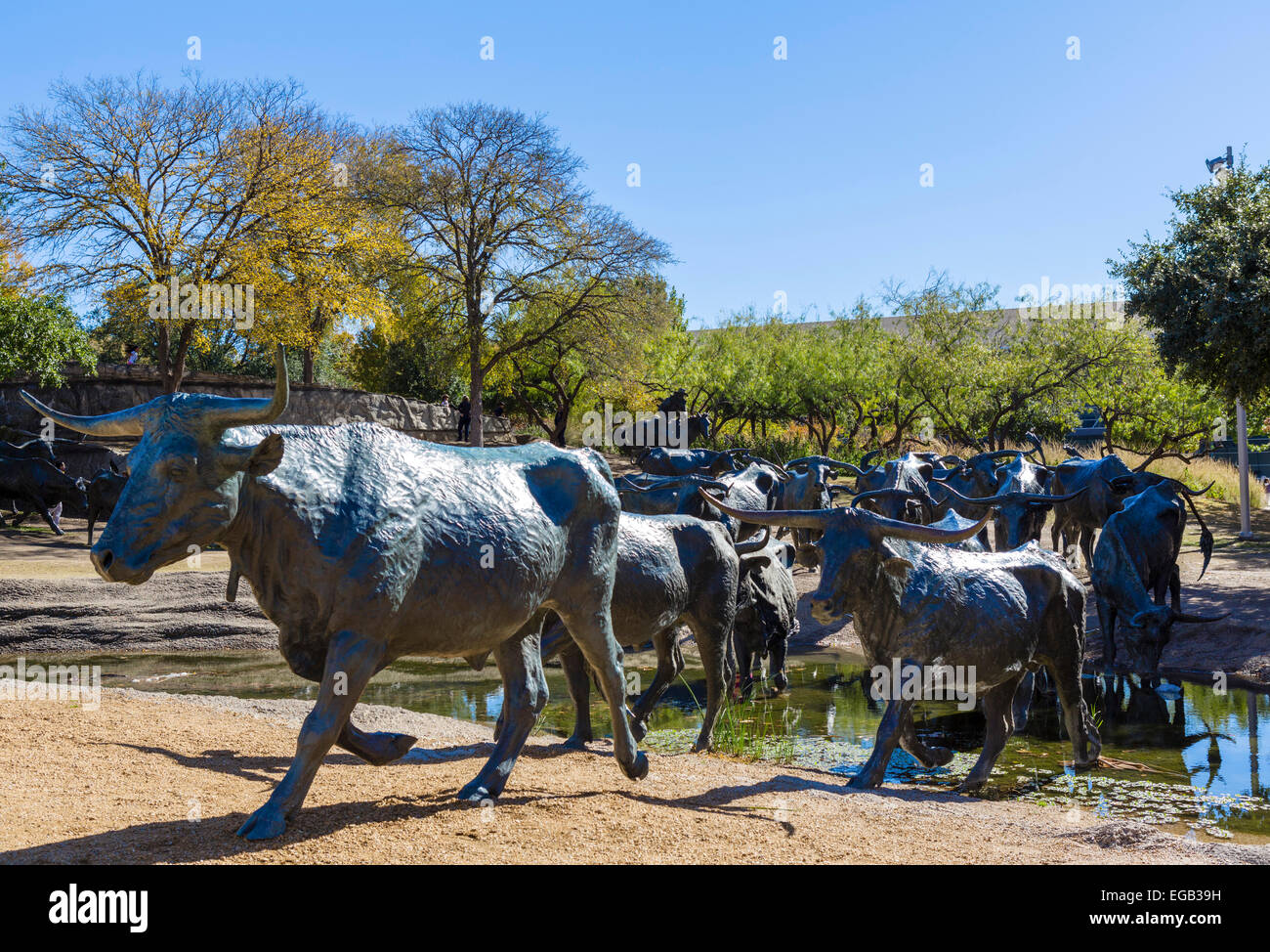 Cattle Drive sculptures, Pioneer Plaza, Dallas, Texas, USA Stock Photo
