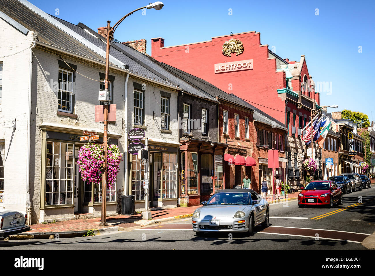 Lightfoot Restaurant and other businesses, North King Street, Leesburg, Virginia Stock Photo
