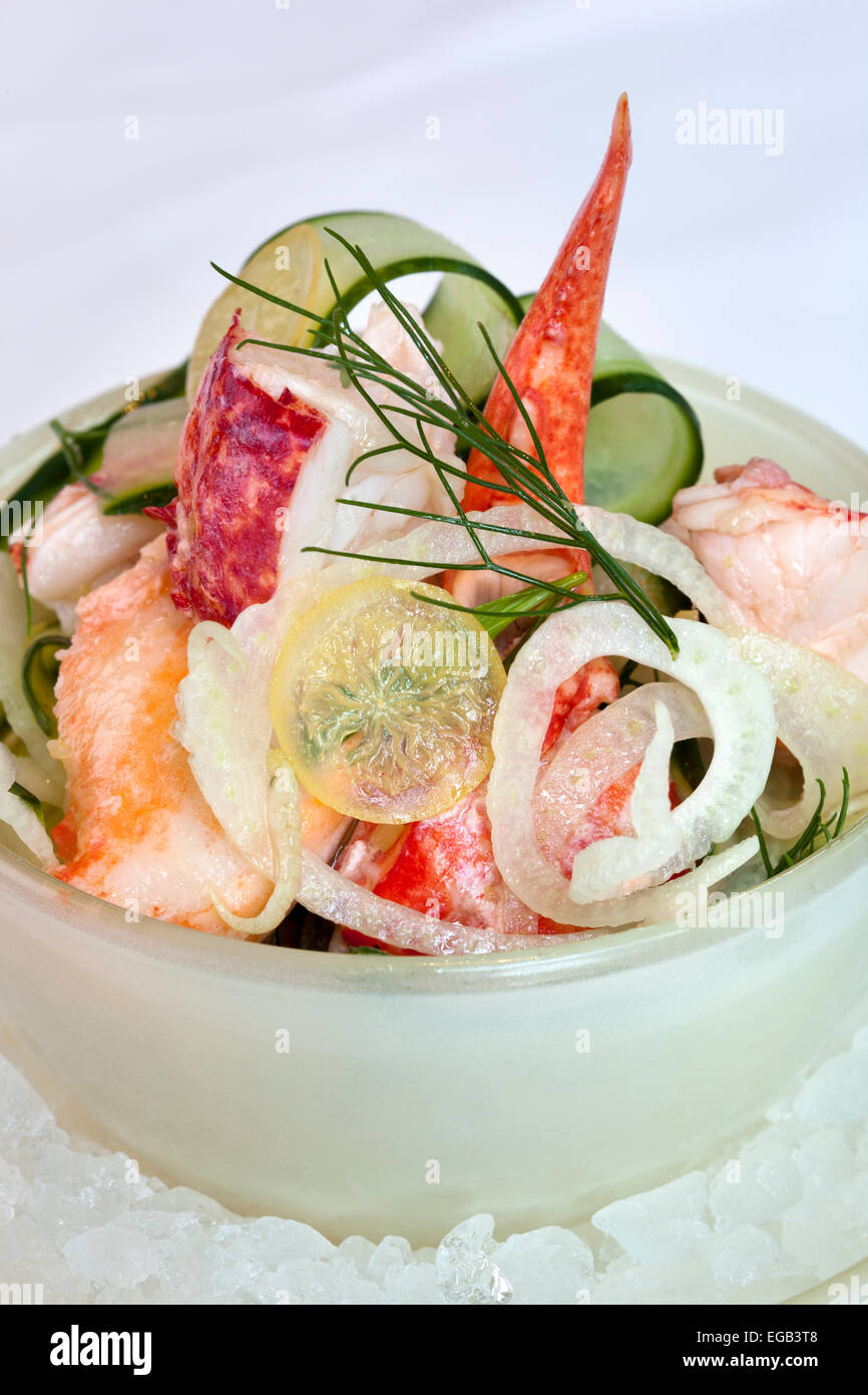 Salad of Lobster Shaved Florence Fennel and Preserved Lemon Stock Photo