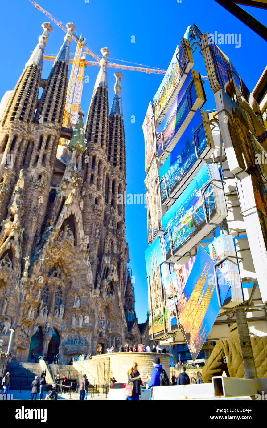 Sagrada familia facade designed by Antoni Gaudi. Barcelona, Catalonia, Spain. Stock Photo