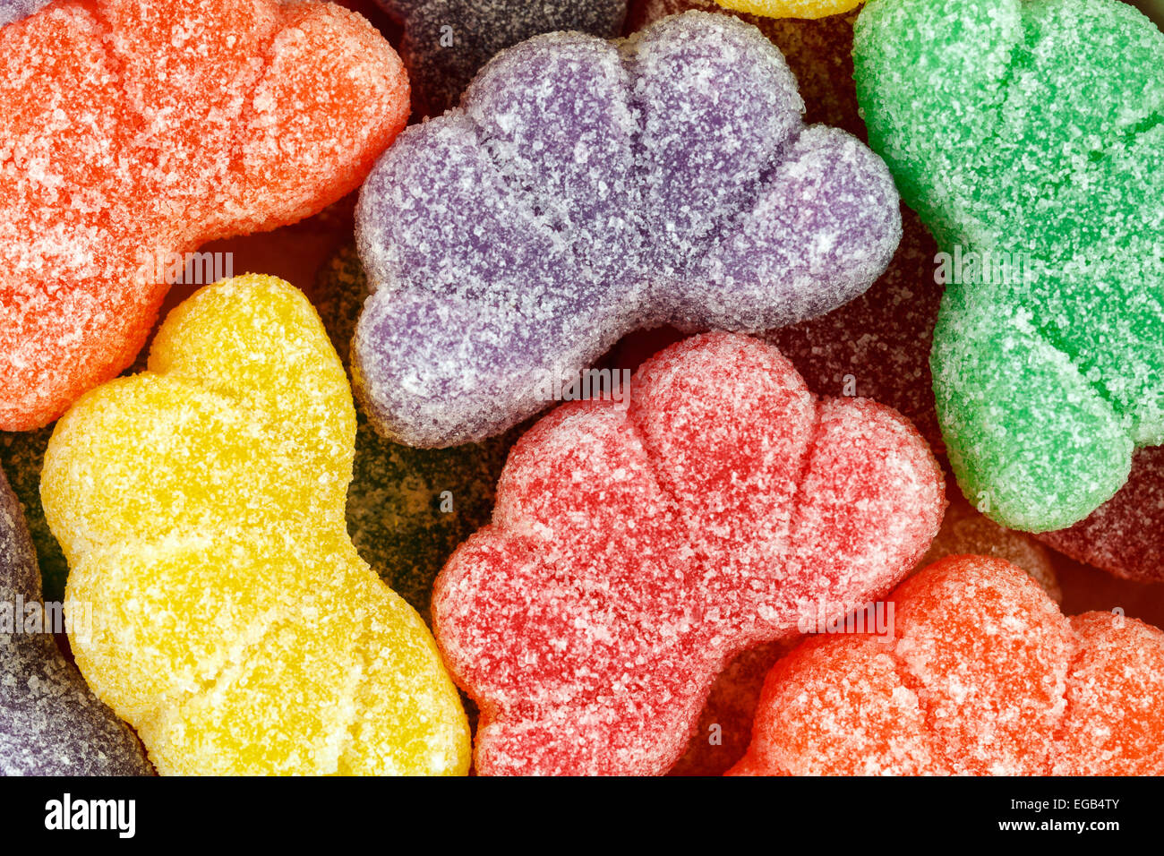 Close up of assorted multicolored fruit slices. Stock Photo
