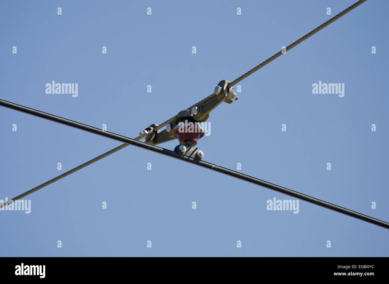 Overhead Electrified wire for buses in Seattle Stock Photo