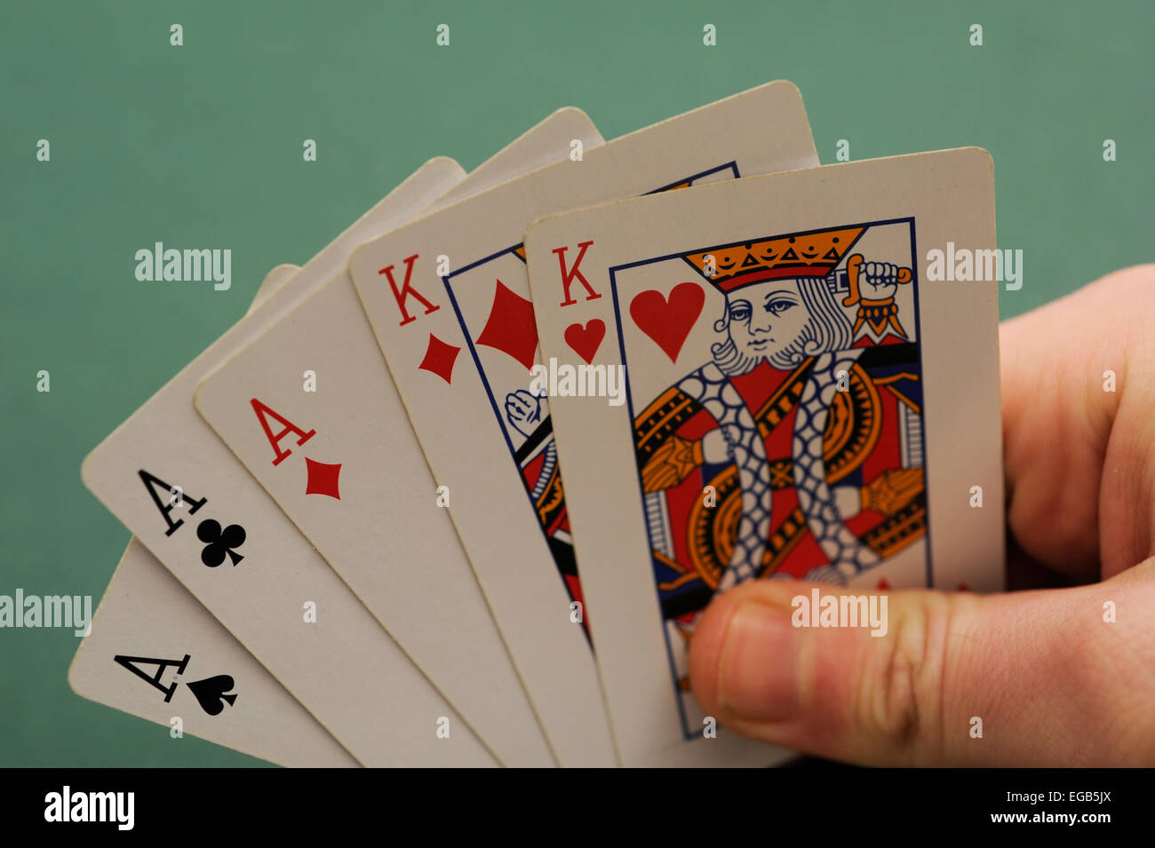 Playing Cards Full House  Aces and Kings Stock Photo