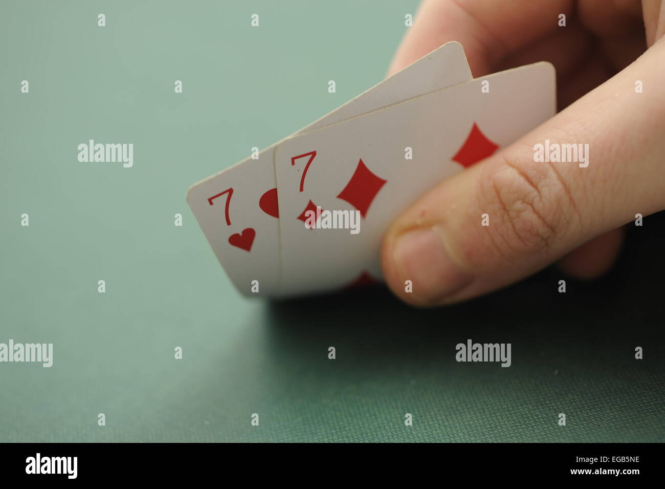 Playing Cards Pair of Sevens Stock Photo Alamy