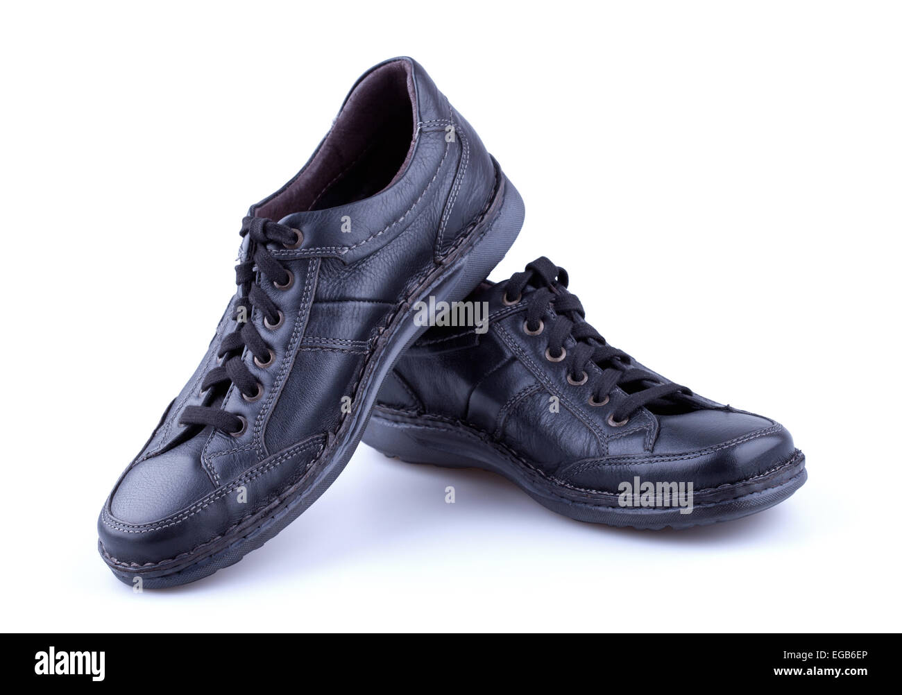 Black leather men's shoes Stock Photo