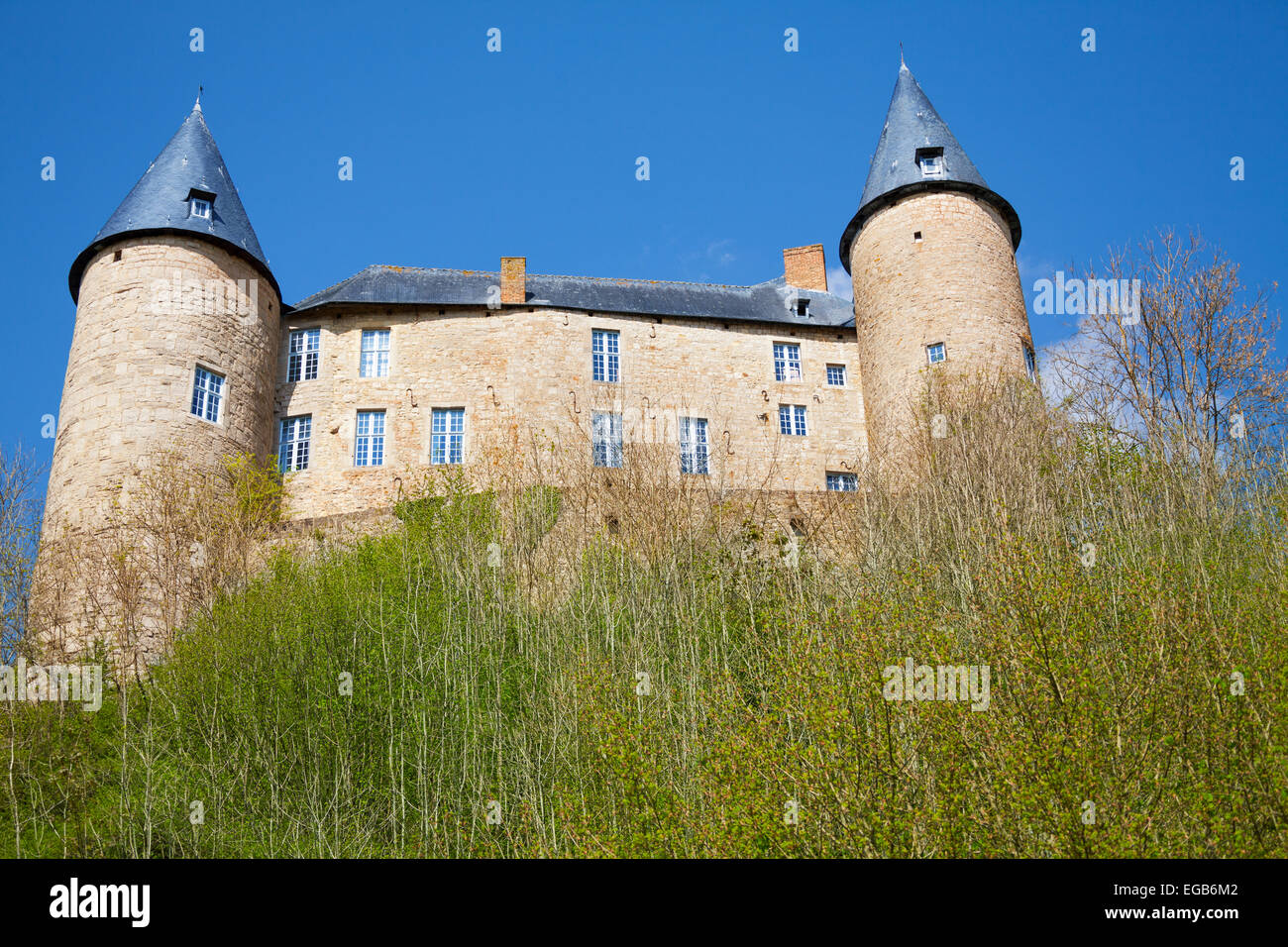 View from below of beautiful Veves Castle Stock Photo